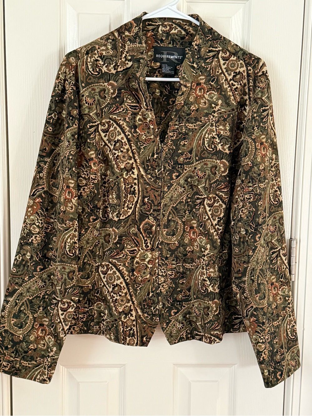 Requirements XL Paisley Tapestry Jacket Blazer Zip Front Vintage Style Jacket